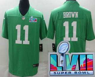 Men's Philadelphia Eagles #11 AJ Brown Limited Green Rush Super Bowl LVII Vapor Jersey,We sell and wholesale Men's Philadelphia Eagles #11 AJ Brown Limited Green Rush Super Bowl LVII Vapor Jersey on line form chian!